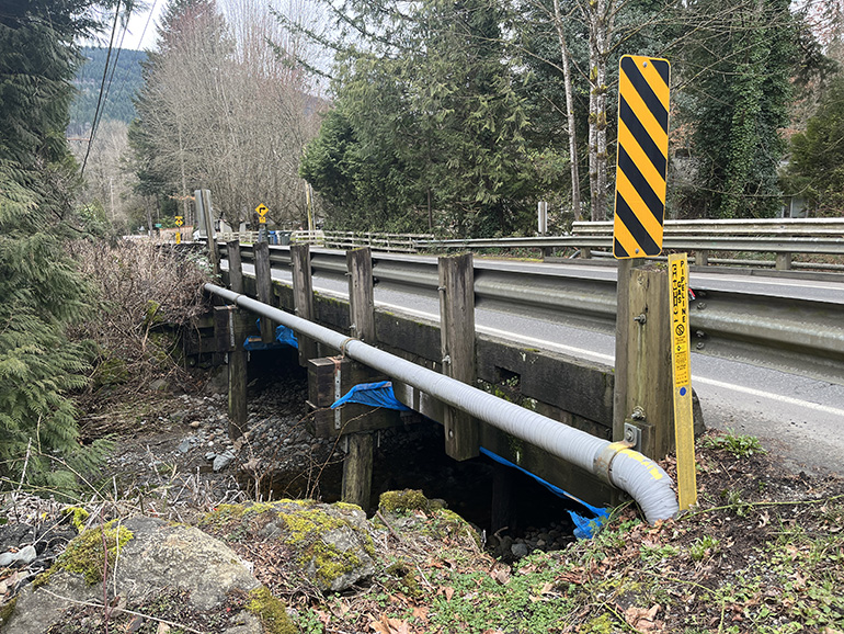 A bridge over a road
