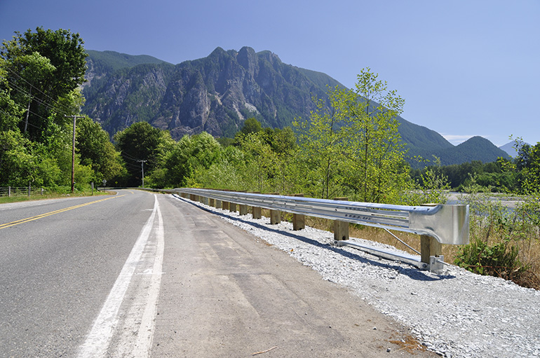 New guardrail along side of road