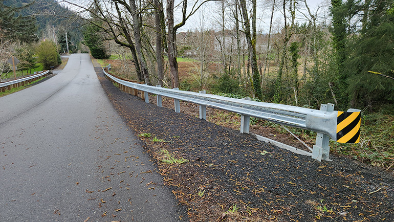 New guardrail along side of road