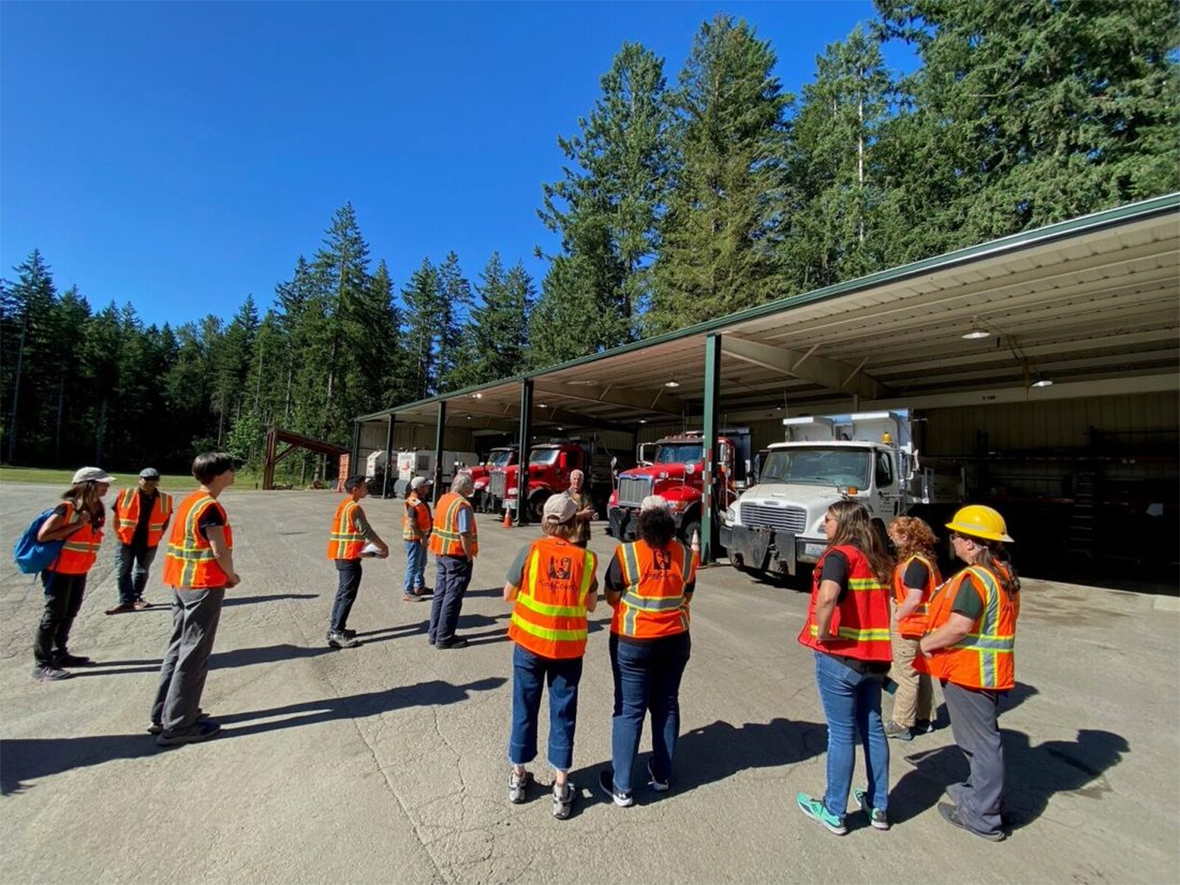 Interns visiting a Roads Maintenance facility.