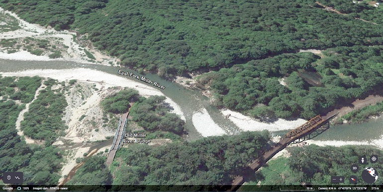 Aerial view showing east fork of the Miller River.