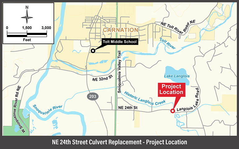 Map graphic of NE 24th Street Culvert Replacement Project Location
