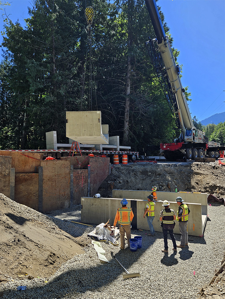 Crane work on NE Old Cascade Highway