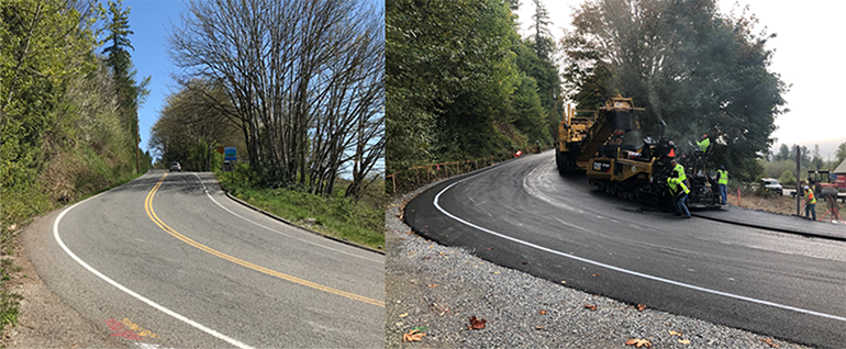 Before and after paving.