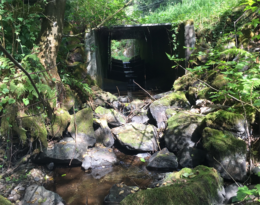 Concrete fishway barrier on the existing culvert.