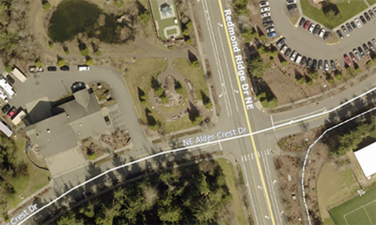 Aerial view of the new roundabout location.