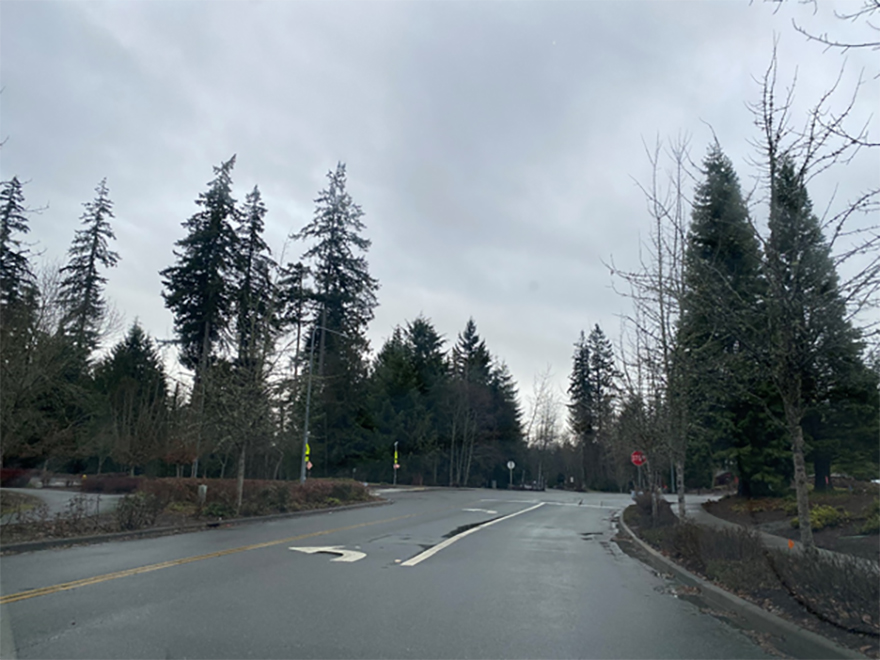 West on NE Alder Crest Drive approaching NE Redmond Ridge Drive