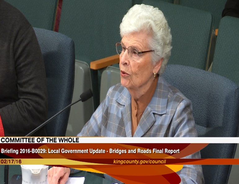 Former King County Councilmember and State Representative Louise Miller.