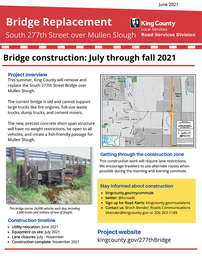 S 277th Street Bridge flyer, June 2021.