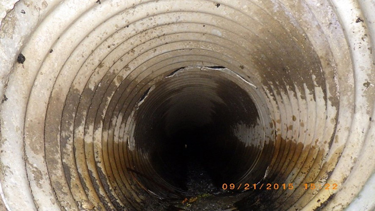 Interior photo of the 24-inch pipe buried 20 feet under Sahalee Way NE.