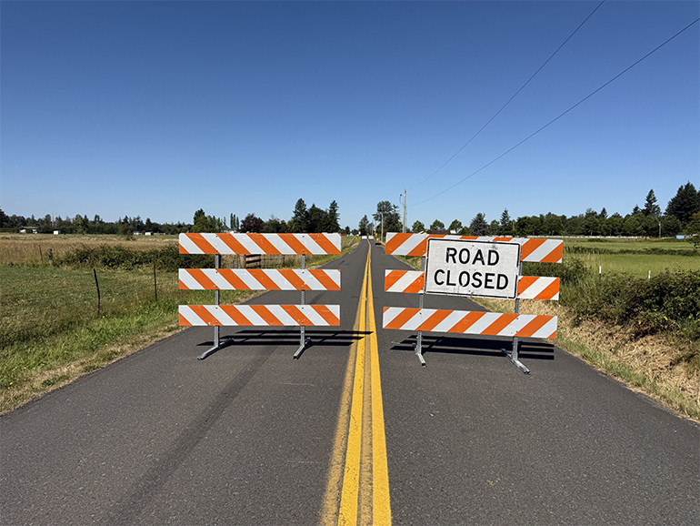 Road closed signs on SE 472nd Street.