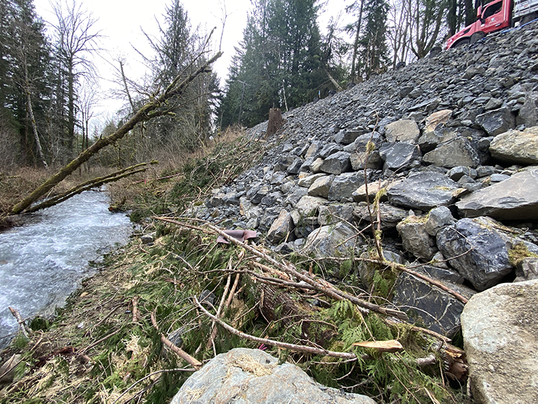 Rocks on a slop along side of road