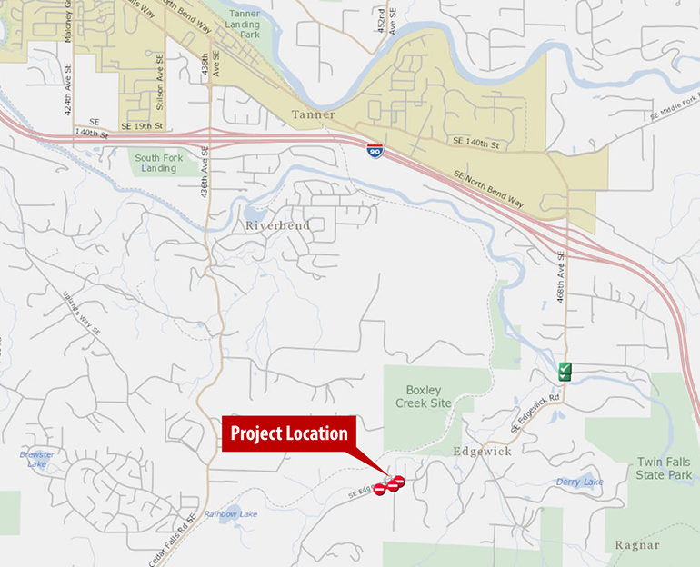 Graphic map of project location mark by red callout