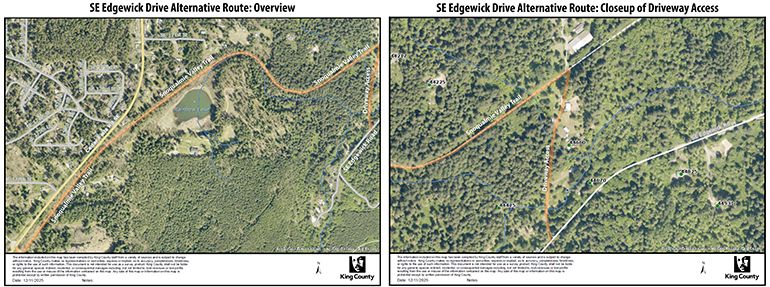 Map graphic displaying alternate routes