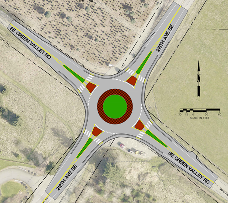 Aerial graphic showing roundabout.