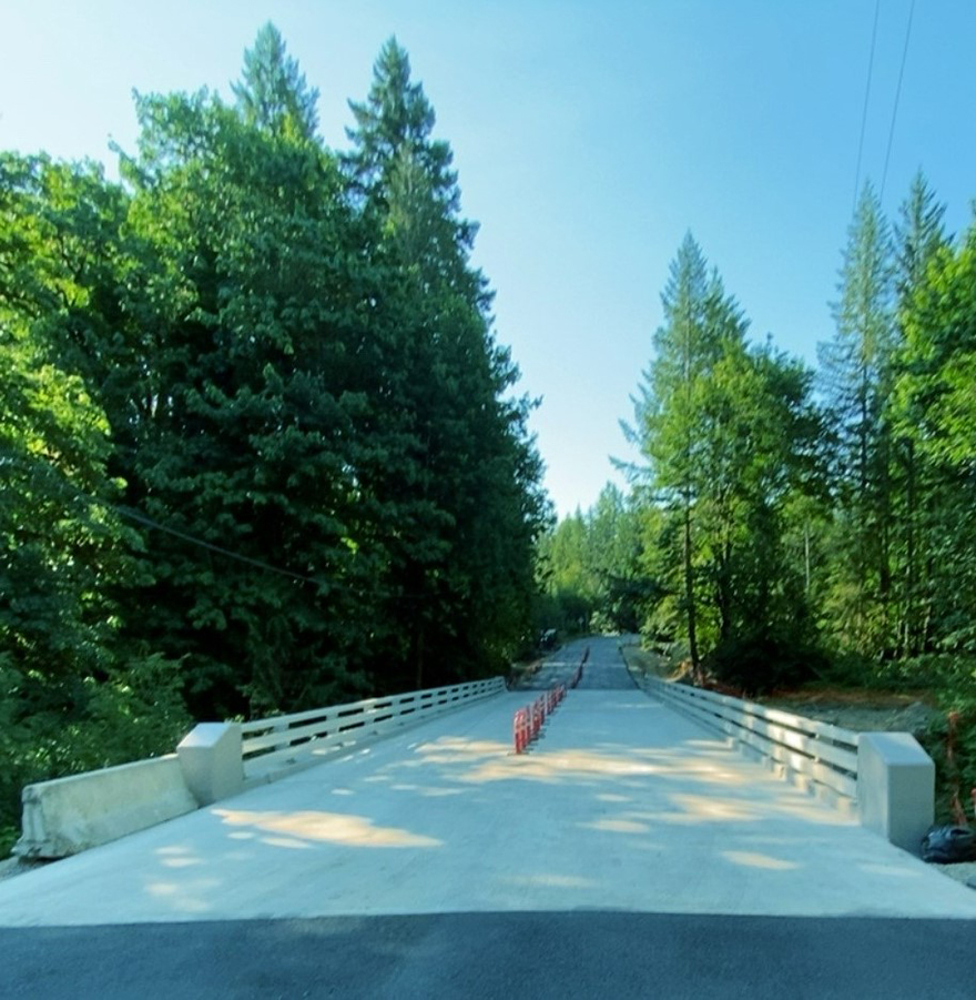 The new span of bridge across Tokul Creek.