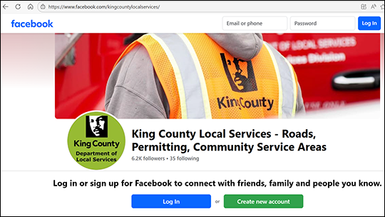 Screenshot of Department of Local Services Facebook page.