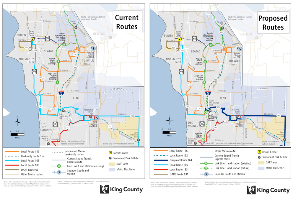 Side-by-side comparison of the current and proposed north area maps