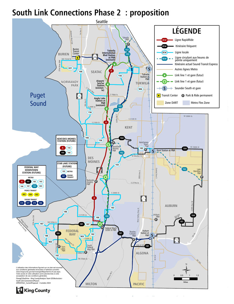 Carte de la zone du réseau proposé de South Link Connections.