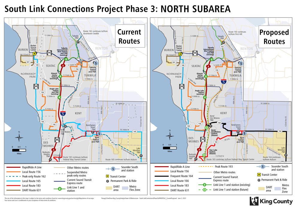 Side-by-side comparison of the current and proposed north area maps