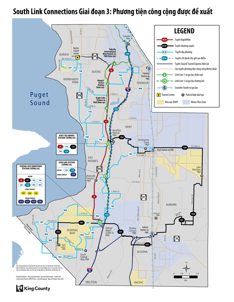 Bản đồ khu vực mạng lưới đề xuất của South Link Connections.