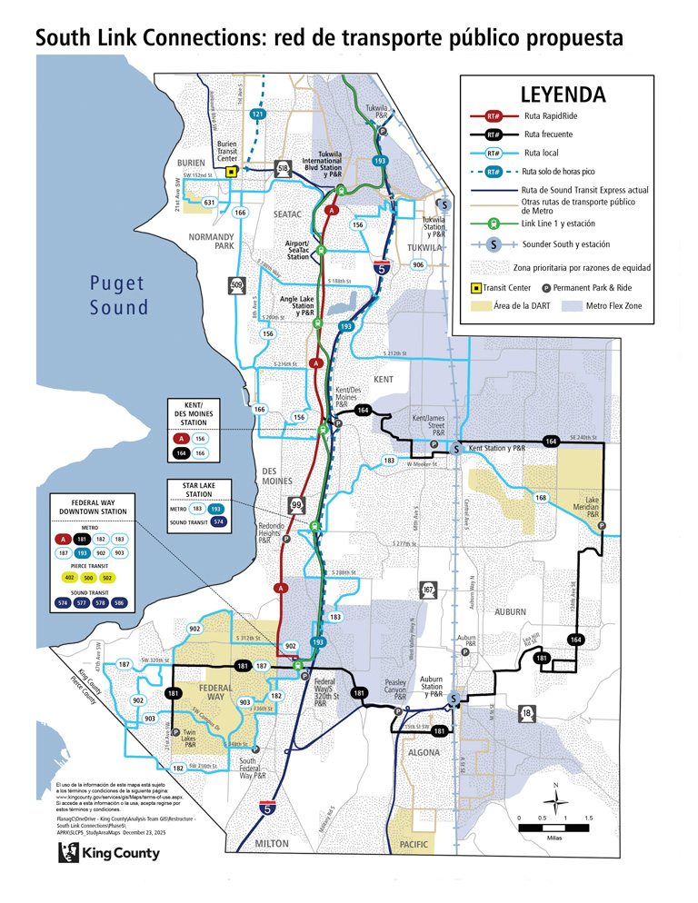 Mapa del área de la red propuesta de South Link Connections
