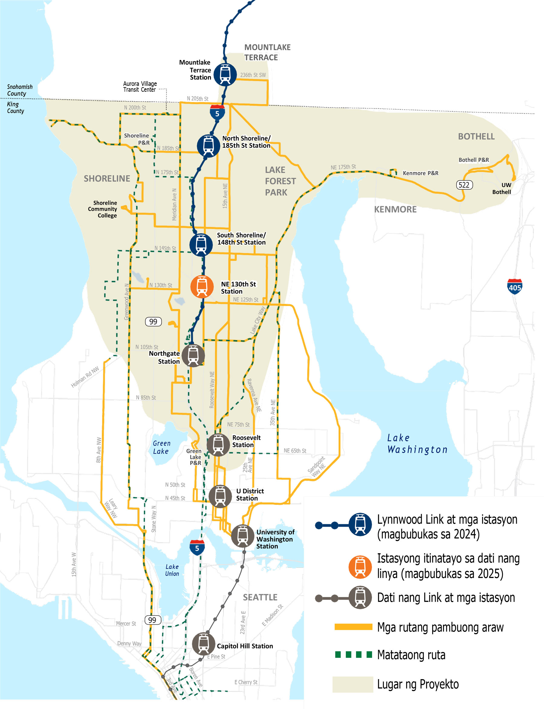 Lynnwood Link Connections current Network Area Map