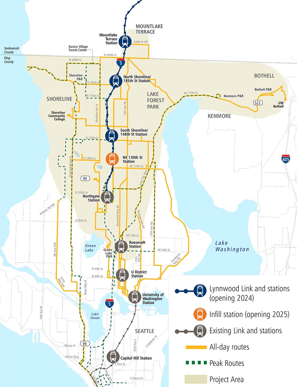 Lynnwood Link Connections current Network Area Map