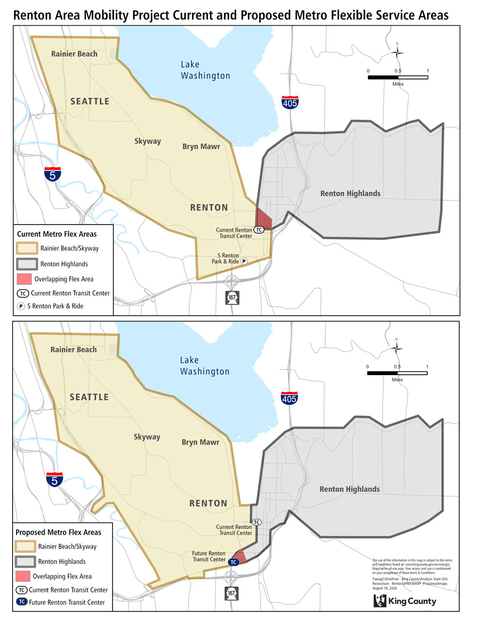 Comparison map of current and proposed Metro Flex areas