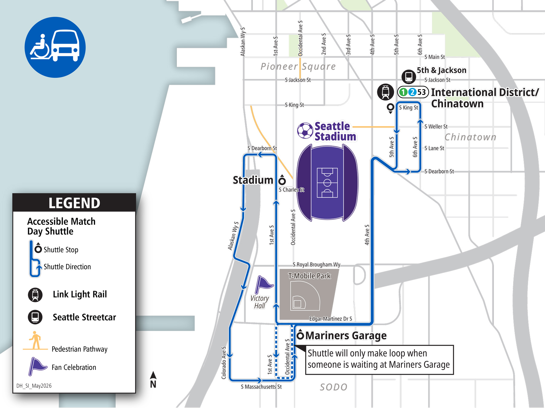 Accessible Match Day Shuttle route map