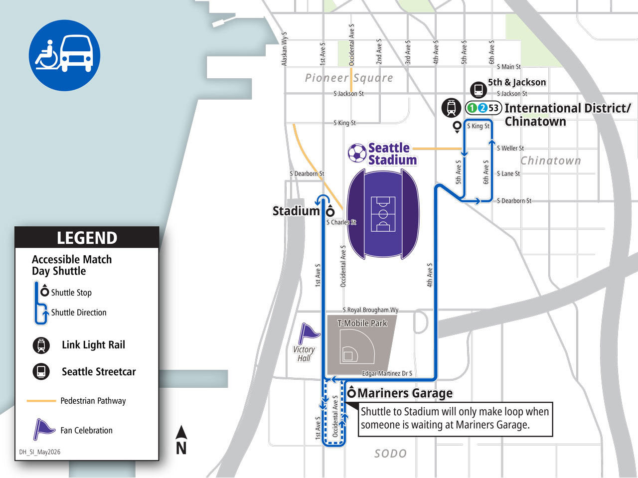 Accessible Match Day Shuttle route map