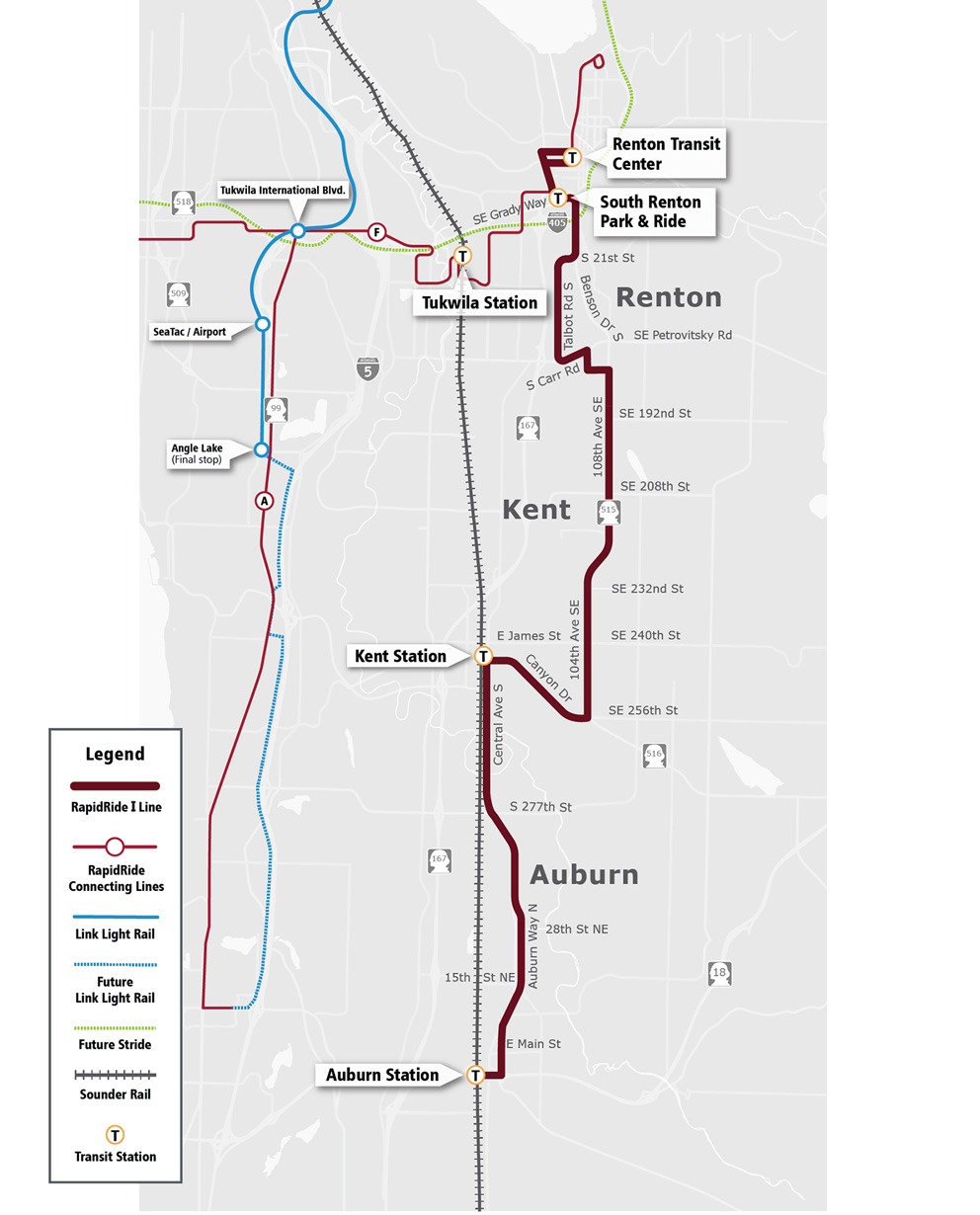 RapidRide I Line route map