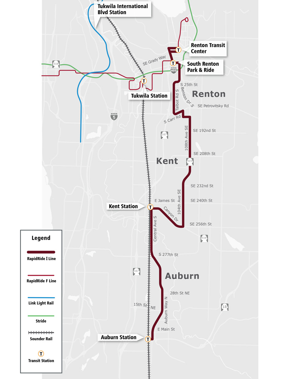 RapidRide I Line route map