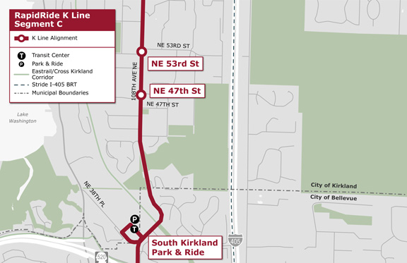 Segment C: Recommended route section showing the various Access to Transit Improvement Areas