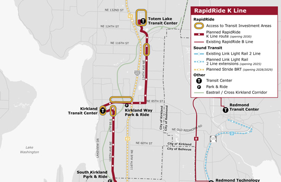 Recommended route showing the various Access to Transit Improvement Areas