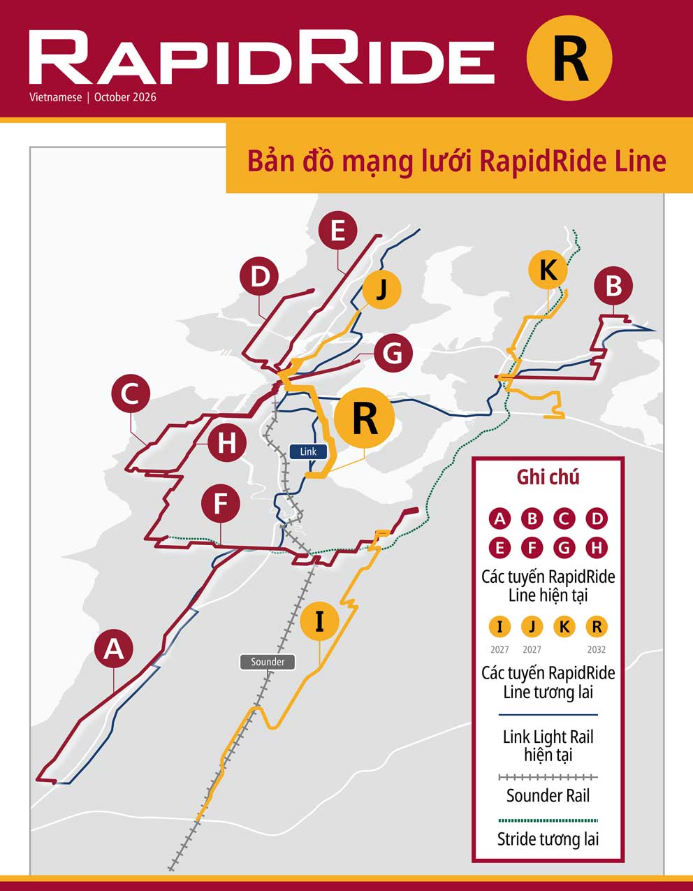 Bản đồ mạng lưới RapidRide Line
