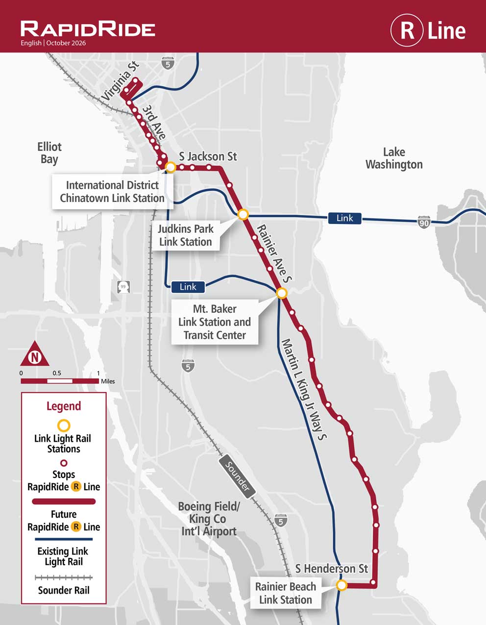 RapidRide R Line map