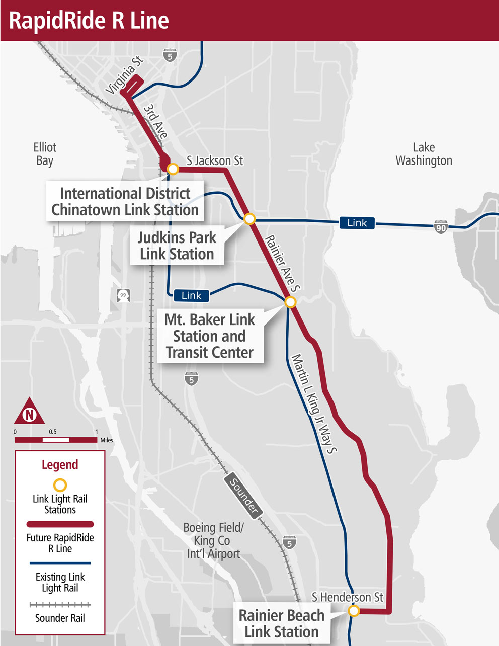 RapidRide R Line map