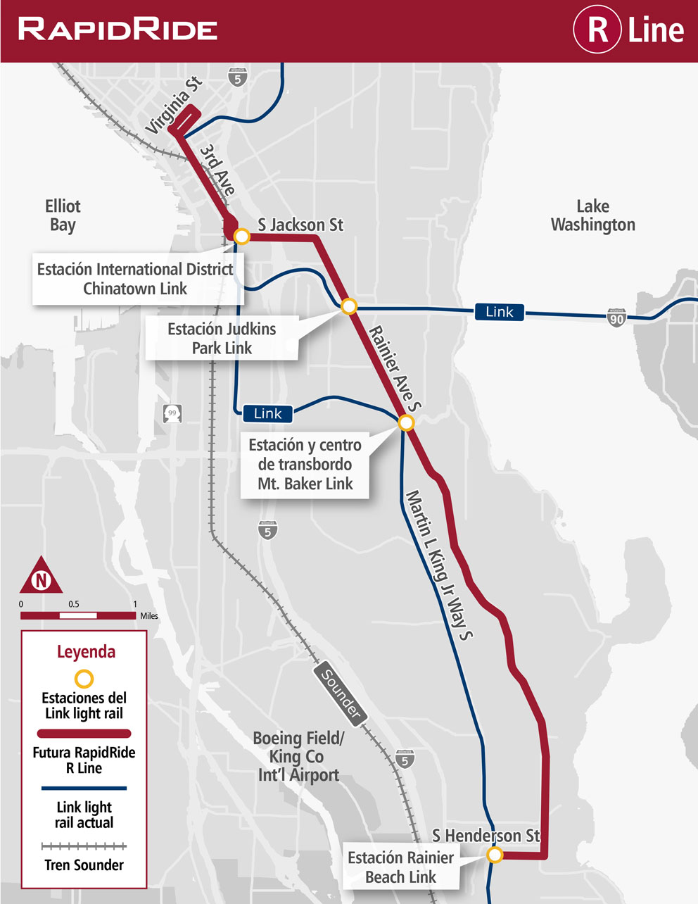 Mapa de la RapidRide R Line