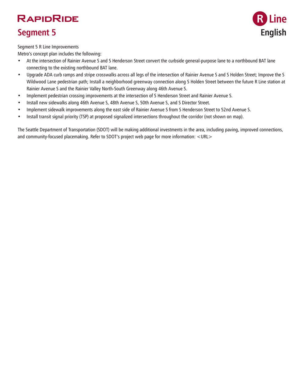 R Line Segment 5 summary