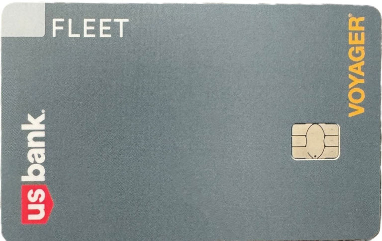 The front of the card will show the bank name and is easily identifiable with the words Fleet and Voyager.
