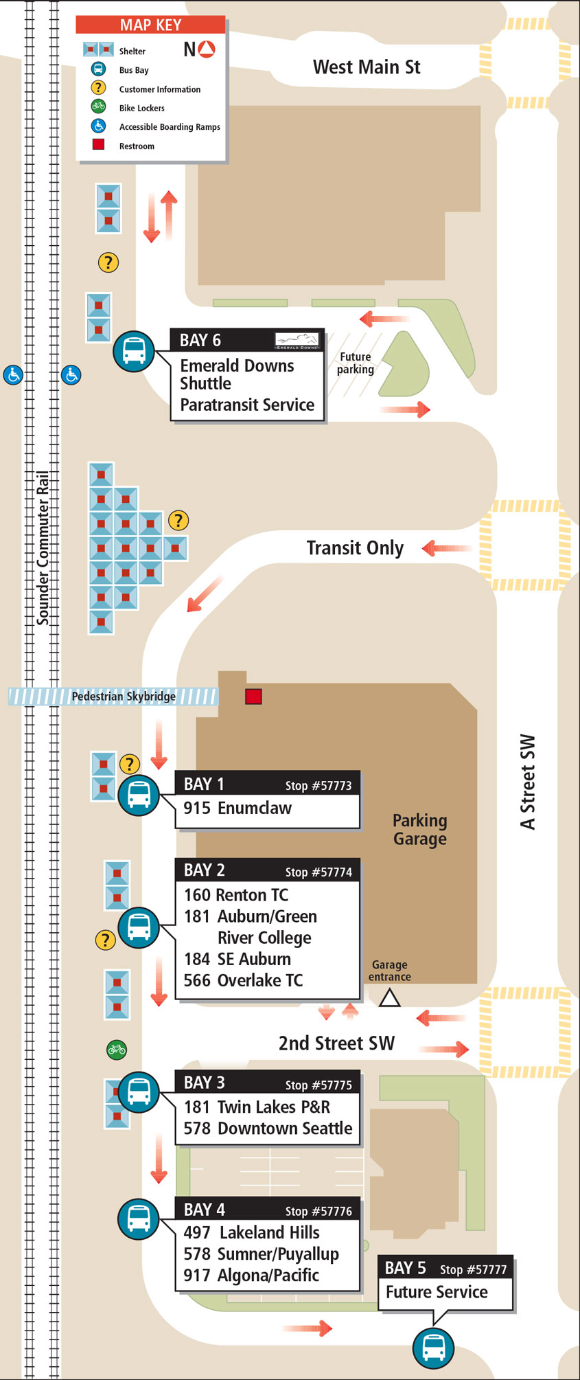 Map showing Auburn Station boarding locations