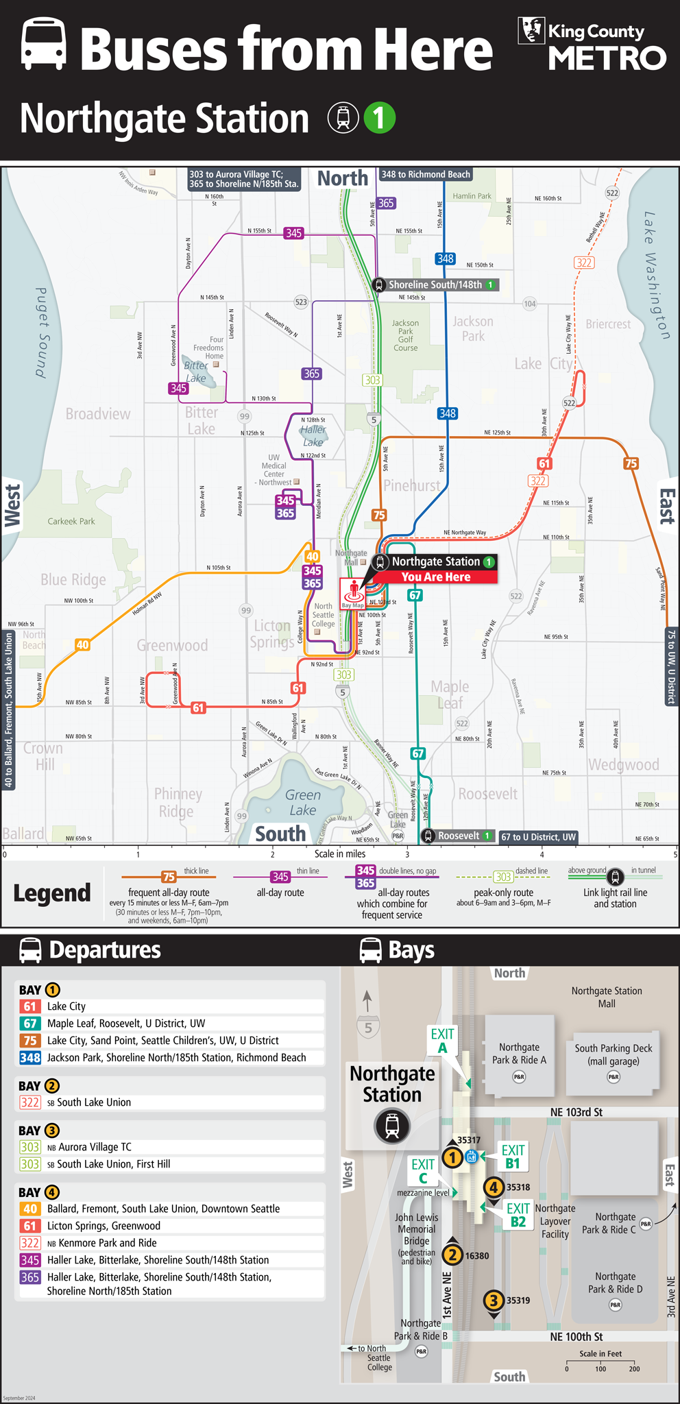 Map showing Northgate Station boarding locations