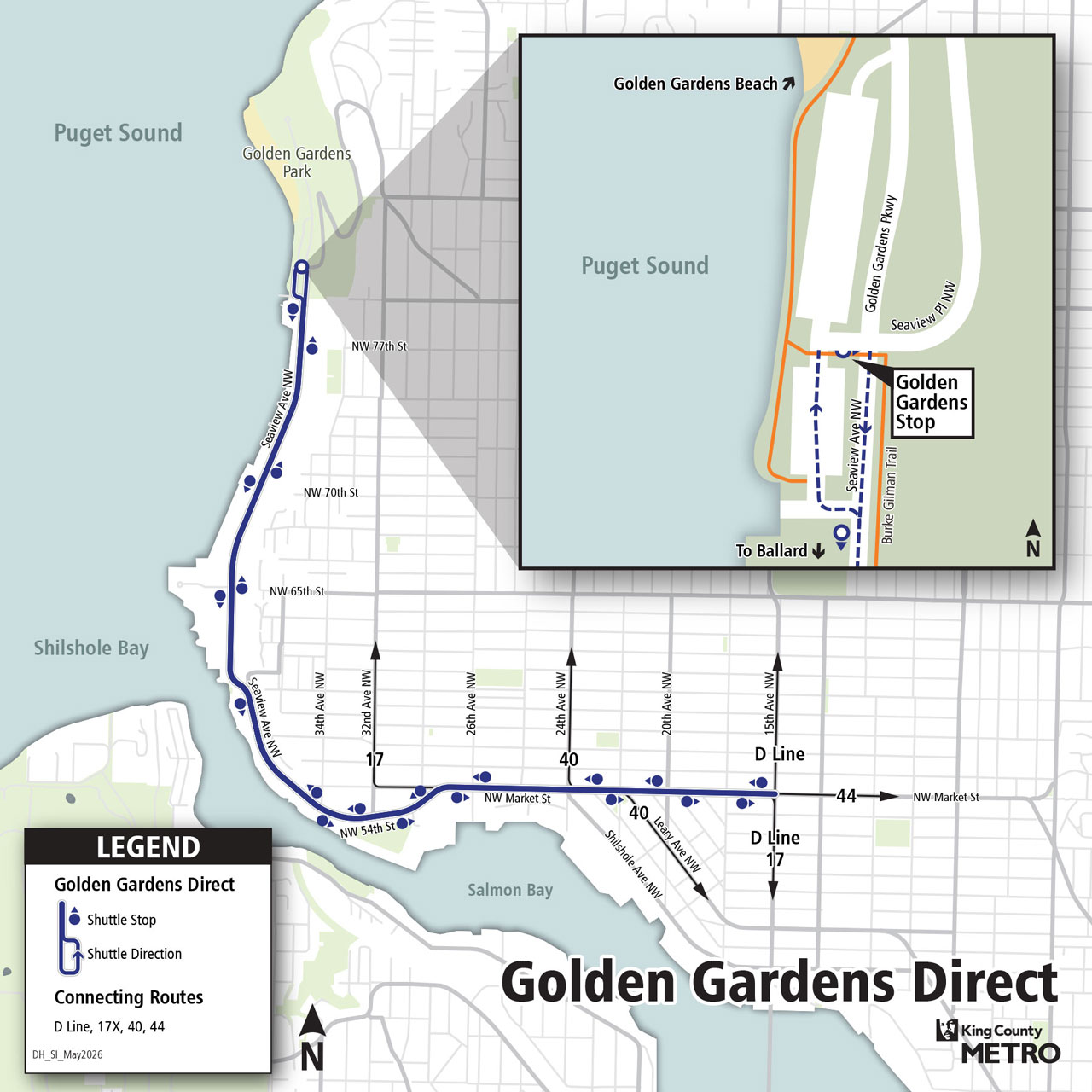 Golden Gardens Direct 노선 지도