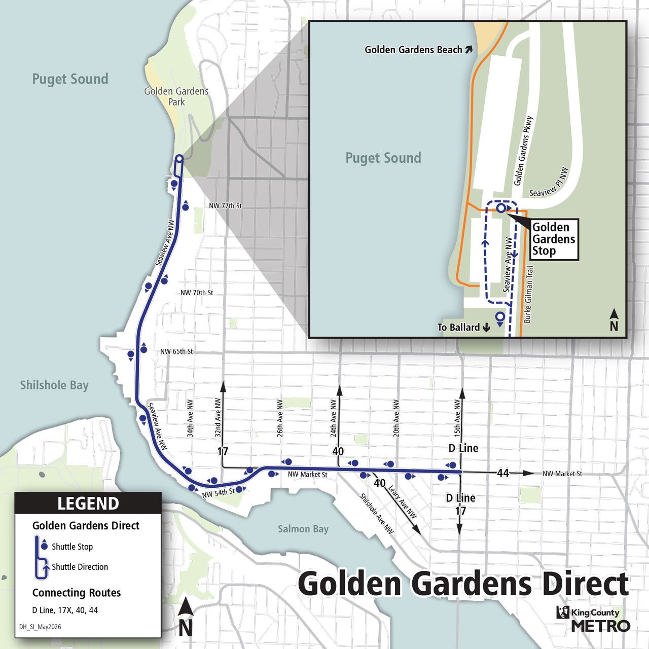 Golden Gardens Direct route map