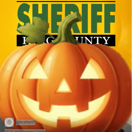 Smiling pumpkin and KCSO logo