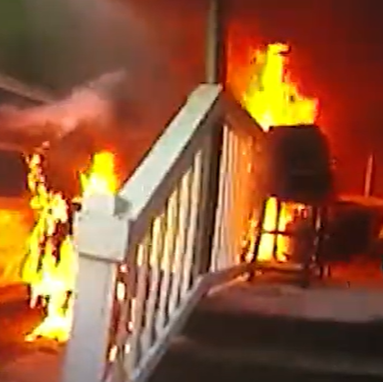 Fire of vehicle and mobile home