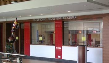 Photo showing the front entrance of the Bobbe J. Bridge Resource Center