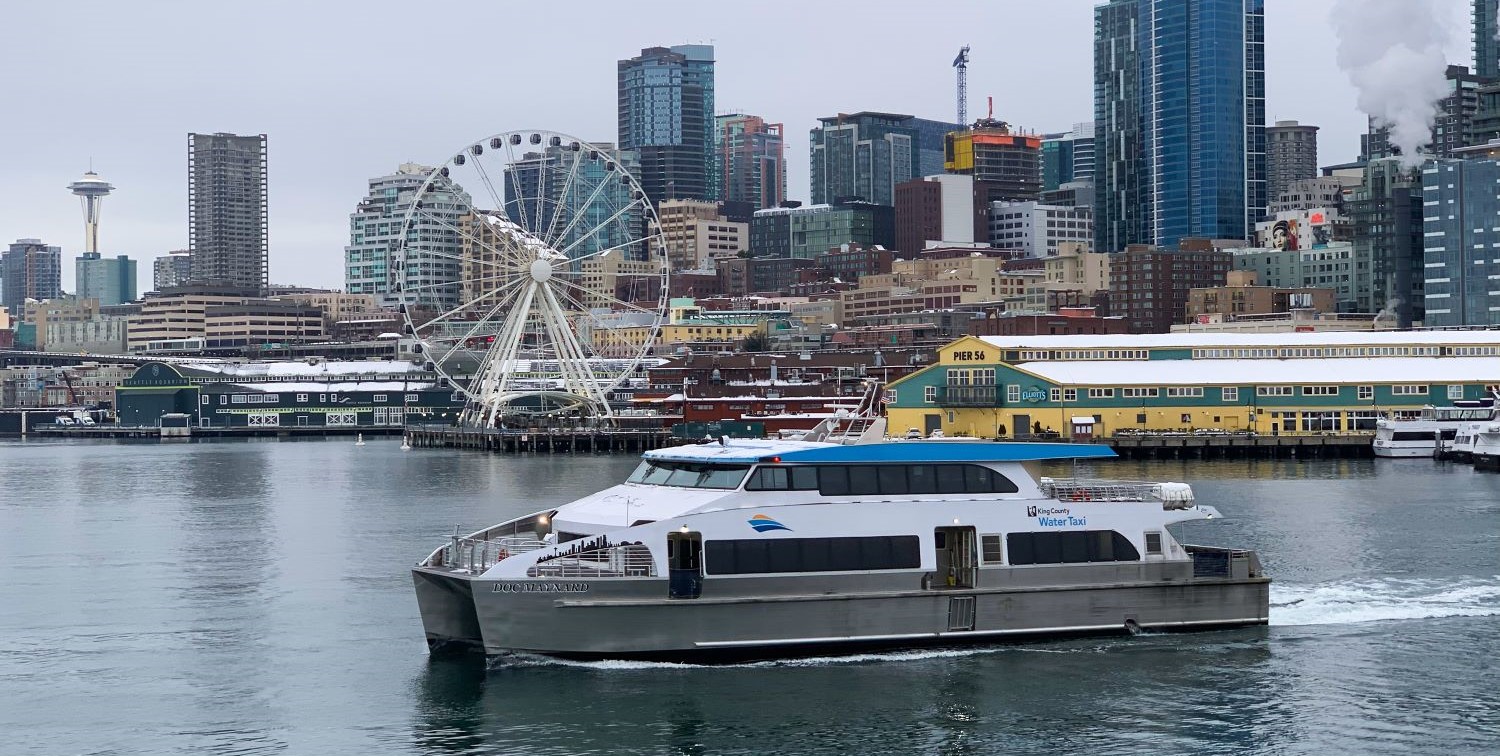 Doc Maynard Water Taxi crosses Puget Sound