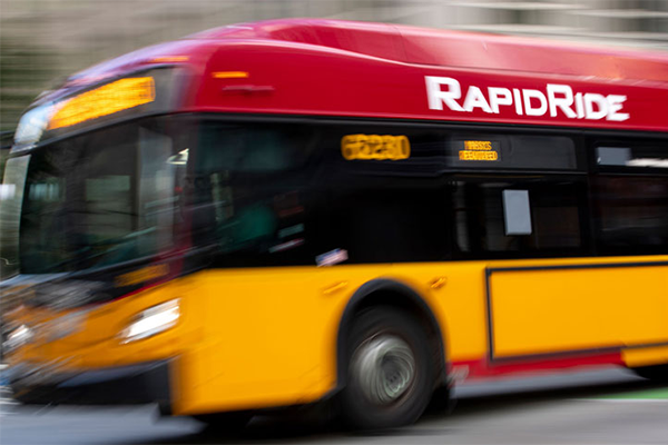 RapidRide bus in motion